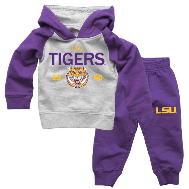 Infant/Toddler Raglan LSU Tigers Louisiana State Hoodie and Pant Set