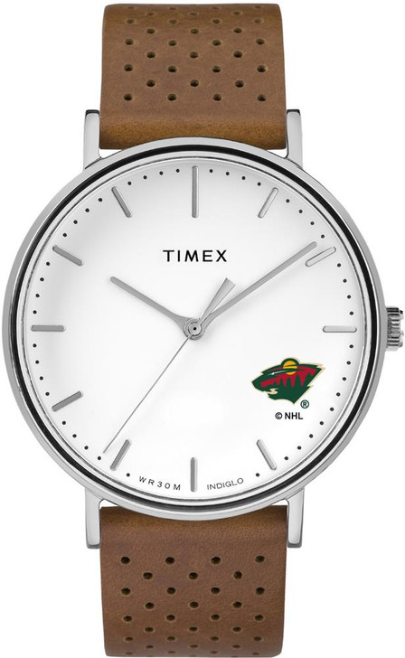 Womens Timex Minnesota Wild Watch Bright Whites Leather