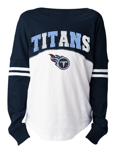 5th & Ocean by New Era Tennessee Titans Girls Youth Light Blue Sequin 3/4 Sleeve Raglan T-Shirt Size: Extra Large