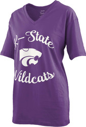 Women's Kansas State University Vee Neck Tee Cotton V-Neck T Shirt