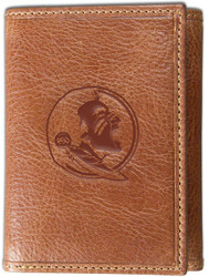 FSU Florida State University Genuine Leather Wallet Tan Trifold