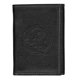 FSU Florida State University Leather Tri-Fold Wallet Black Trifold