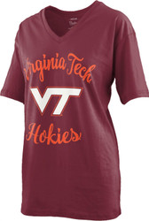 Women's Virginia Tech VT Hokies Vee Neck Tee Cotton V-Neck T Shirt