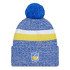 NEW ERA Los Angeles Rams NFL23 side-line knit bobble beanie hat [blue/grey/yellow]