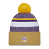 NEW ERA Minnesota Vikings NFL23 side-line sport knit bobble beanie hat [Yellow/purple/white/grey]