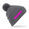 Personalised Pom Pom Beanie Bobble Hat With Name Slogan Custom Mens Womens