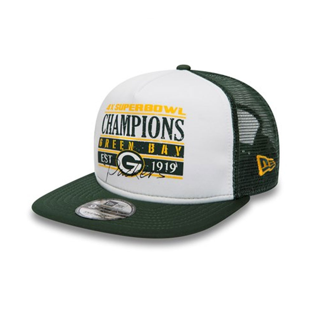 New Era Green Bay Packers Trucker Cap Small Medium White Green