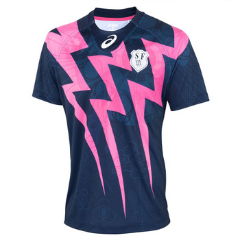 ASICS stade francais rugby home shirt [navy/pink]