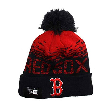  NEW ERA Boston Red Sox MLB Knit Bobble Hat Beanie [black/red]