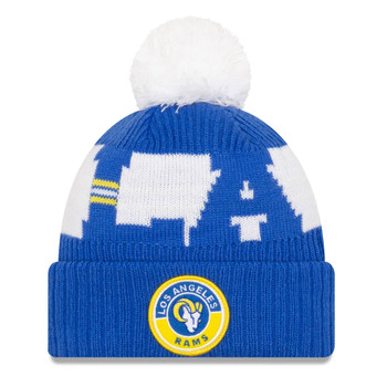 NEW ERA los angeles rams NFL sideline sport knit bobble beanie hat [blue/white]