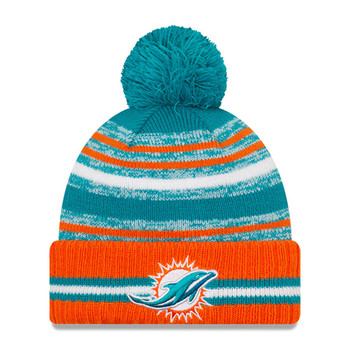 NEW ERA miami dolphins NFL sideline sport knit bobble hat [orange/turquoise]