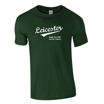 EGGCATCHER leicester rugby vintage script slim fit t-shirt [bottle green]
