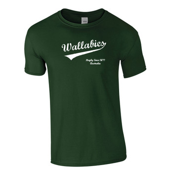 EGGCATCHER australia wallabies rugby vintage script slim fit t-shirt [bottle green]