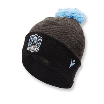 MACRON Glasgow Warriors bobble beanie hat [black/grey/sky blue]