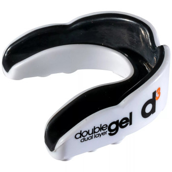 D3 double gel dual layer rugby/hockey mouthguard [wht/blk] - Adult