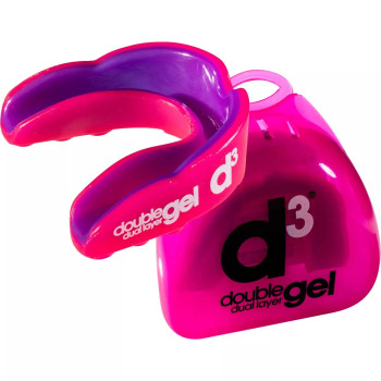 D3 double gel dual layer rugby/hockey mouthguard [pink/purple] - Adult