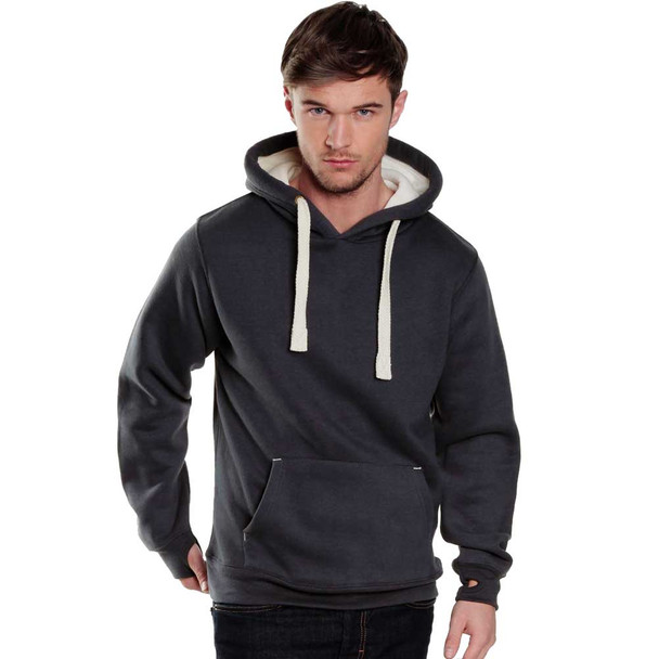 EGGCATCHER heavy weight hooded sweat with chunky cord and iphone pouch (Black/Malange)