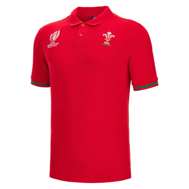 MACRON Wales RWC 2023 Poly-Cotton Polo Shirt [Red]
