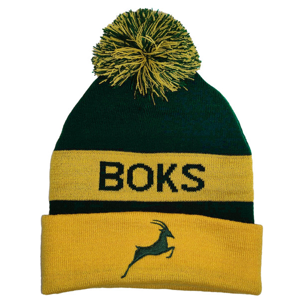 CORBERO south africa rugby woven bobble hat [green/yellow]