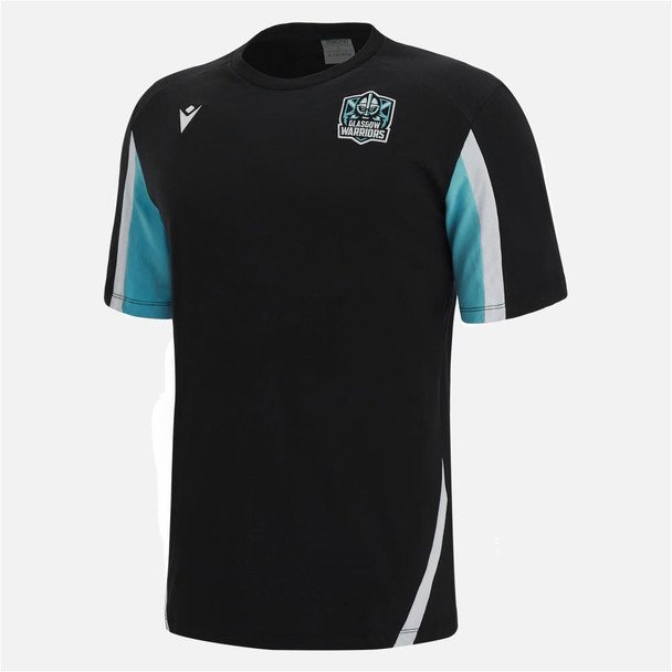 MACRON Glasgow Warriors Rugby Polycotton T-shirt [black/sky]