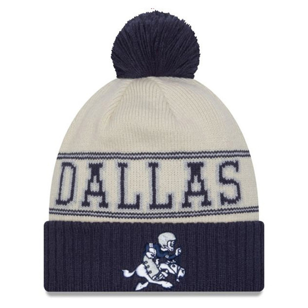 NEW ERA Dallas Cowboys NFL23 historic side-line knit bobble beanie hat [navy/cream]