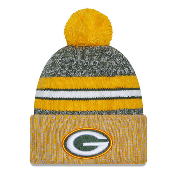 NEW ERA Green Bay Packers NFL23 side-line sport knit bobble beanie hat [yellow/green/grey]