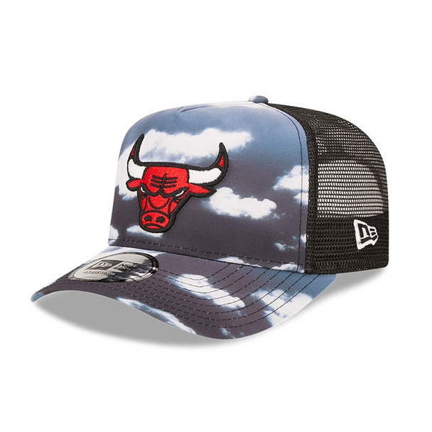 NEW ERA Chicago Bulls Cloud All Over Print Grey A-Frame Trucker Cap [black/grey]