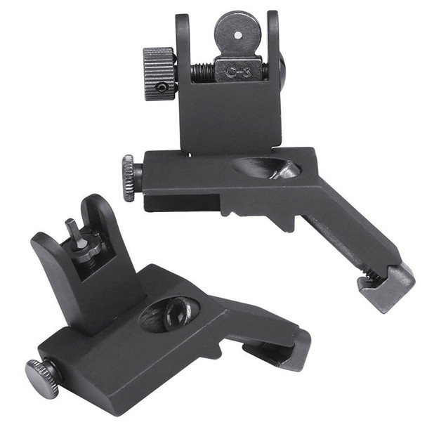 Front and Rear Flip Up 45 Degree Rapid Transition BUIS Backup Iron Sights