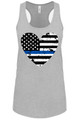 LAPG Women's Thin Blue Line Tank – Made from 60% Cotton and 40% Polyester. Available in Grey & Black, featuring a detailed chest graphic and Heroes Welcome logo. Get yours at Terran Gear USA!