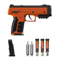 Byrna LE Launcher Kit (Orange) - .68 cal non-lethal launcher with up to 330 fps, 5-round mags, Picatinny rail, white-dot sights, and carrying case. Legal kit (no chemical projectiles) - ideal for training and personal defense.