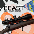 Beast 6-24x50 FFP scope with First Focal Plane reticle and 50mm objective lens.