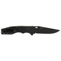 SOG Salute Mini black oxide tactical folding knife with G10 handle and Bowie blade.
