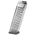 ETS 19rd Clear 9mm magazine for Glock 43X, translucent body for ammo count.