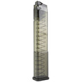ETS 24RD Carbon Smoke 40SW magazine for Glock 22/23, transparent body.