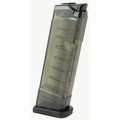 ETS 10rd Carbon Smoke 9mm magazine for Glock 19/26, transparent body.