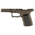 Sharps Bros Ruger RXM aluminum grip frame in Bronze Cerakote with black panels and integrated thumb ledges.