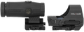 Holosun HE510C-GR and HM3X combo with green circle-dot reticle, Solar Failsafe, Shake Awake, and 3X magnifier for fast target engagement.