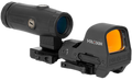 Holosun HE510C-GR and HM3X combo with green circle-dot reticle, Solar Failsafe, Shake Awake, and 3X magnifier for fast target engagement.