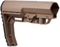 Shop the Mission First Tactical Battlelink Minimalist Commercial Stock in Scorched Dark Earth (BMSSDE). Features reinforced polyamide, angled rubber buttpad & QD sockets.