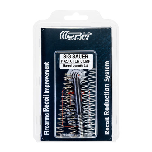 Optimize your SIG P320-XTEN COMP 10mm with the DPM Recoil Reduction System. Custom spring sets, faster follow-up shots, and smoother slide function all without modification. Optimize your SIG P320-XTEN COMP 10mm with the DPM Recoil Reduction System. Custom spring sets, faster follow-up shots, and smoother slide function all without modification.