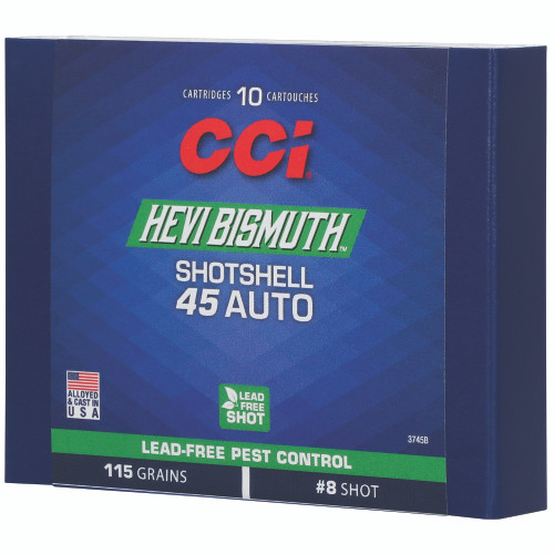 CCI Hevi-Bismuth 45 ACP Bismuth Shot for eco-friendly handgun shooting, 10 rounds.