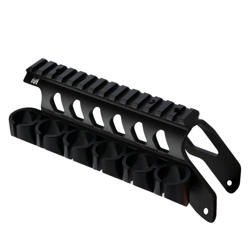 Ruger 10/22 extended 14-slot Picatinny rail mount with level bubble.