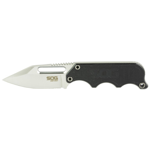 SOG Instinct black fixed blade knife with G10 handle and sheath. SOG Instinct black fixed blade knife with G10 handle and sheath.