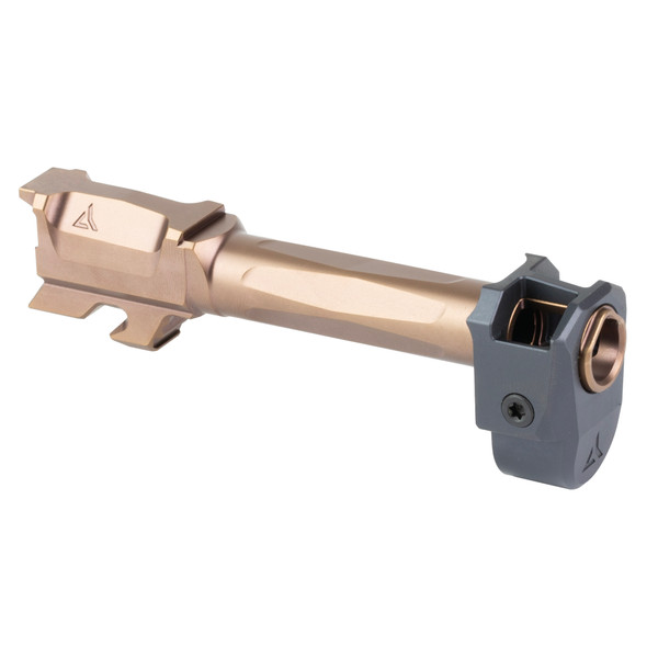 Radian RAMJET and AFTERBURNER for Glock 43X delivers premium recoil reduction and match accuracy with a threadless INTRA-LOK system. Finished in durable bronze Radianite and optimized for 124 grain and heavier 9mm ammunition