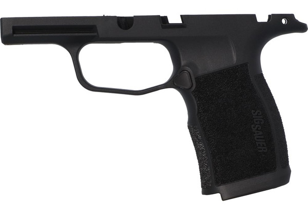 Genuine Sig Sauer P365XL Grip Module Assembly in Black Matte Finish for models with manual safety. Factory replacement part includes magazine release and converts standard P365 to the larger XL grip frame. Perfect OEM fit. Available now at Terran Gear USA.