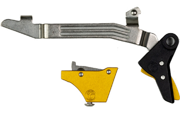 Image of Timney ALPHA Trigger For Glock Gen 3-4 Gold with Timney Triggers Alpha Competition Trigger
  Anodized Finish, Gold, Fits Gen 3 & Gen 4 - G17, G19, G22, G23, G34 ALPHA GLOCK 3-4 - GOLD., ideal for various uses.