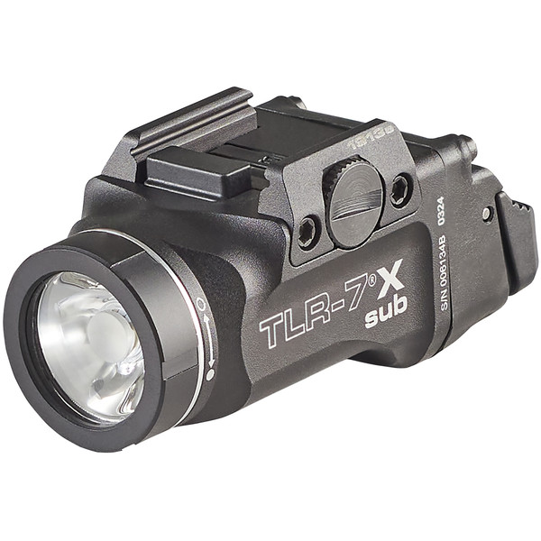 Streamlight TLR-7X Sub weaponlight – 500 lumens, fits Picatinny rails, ambidextrous controls, Safe-Off feature, and dual power source. Compact tactical flashlight for pistols and carbines. Streamlight TLR-7X Sub weaponlight – 500 lumens, fits Picatinny rails, ambidextrous controls, Safe-Off feature, and dual power source. Compact tactical flashlight for pistols and carbines.