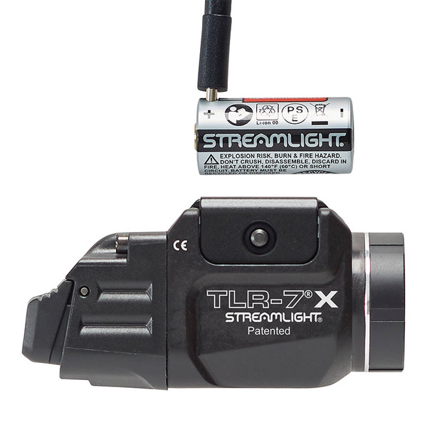 Streamlight TLR-7X 69455 weapon light with 500 lumens, dual-fuel operation, rechargeable SL-B9 battery, and compact low-profile design.