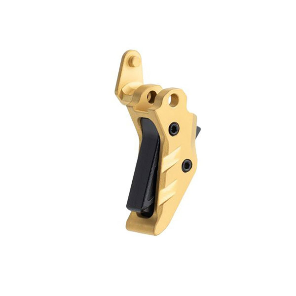 This is a beautiful photo of the Tyrant CNC P365 Intellifire Trigger in Gold outer and Black inner trigger safety blade.
  Shoe Only, Matte Finish, Gold Body with Black Safety Blade, Fits Sig Sauer P365 TD-P365-TRIG-Gold-Black., ideal for various uses.