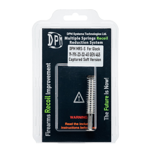 DPM MRS-CS Soft Recoil System for Glock 19, 19X, 25, 32, 45 & 47 Gen 4–5. Designed for compensated and suppressed pistols. Reduces recoil and improves accuracy.